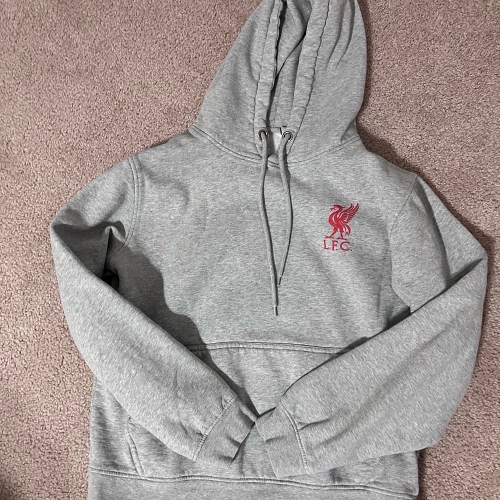 Gray Liverpool Football Club Hoodie with Red Logo